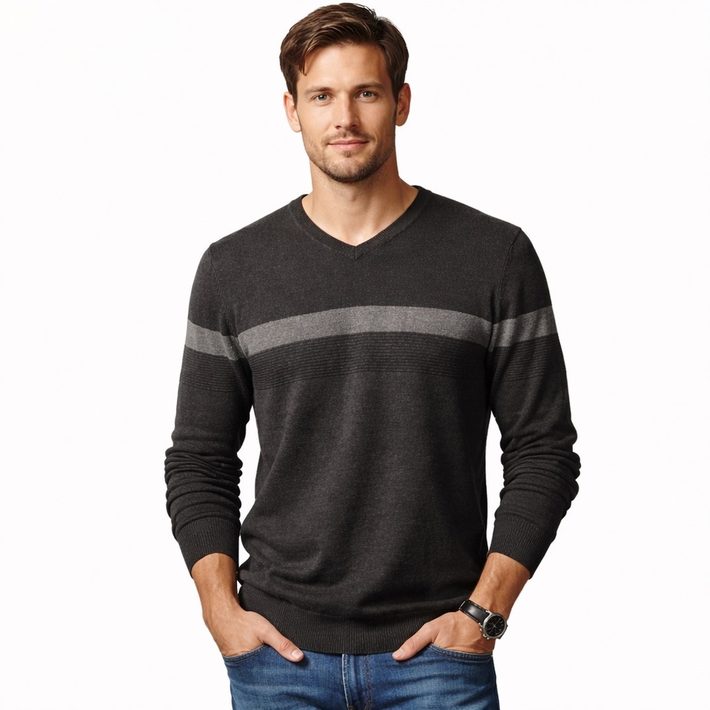 Calvin Klein Men’s Wool Sweater Natural Comfortable Office Business Large